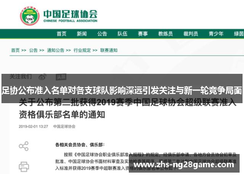 足协公布准入名单对各支球队影响深远引发关注与新一轮竞争局面